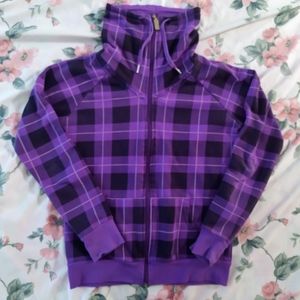 *SALE* Purple Plaid Flannel Zip Sweatshirt Hoodie